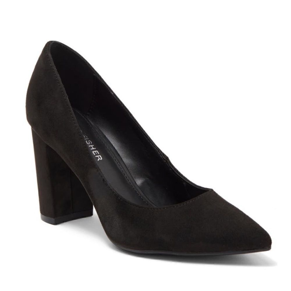 Marc Fisher Georgy Pointed Block Heel Pump, Black Suede, Size‎ 10 NWT